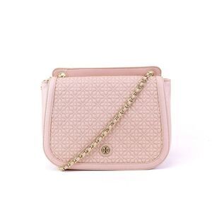 NWT Tory Burch BRYANT Quilted Flap Shoulder Bag Light Oak